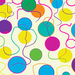 Bright Colorful Pattern With Circles And Lines Background.