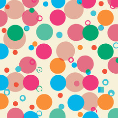 Bright Colorful Pattern With Big And Small Circles And Lines Vector Background Style.