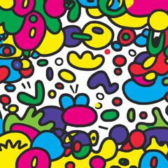Colourful Doodles Vector Background Style.