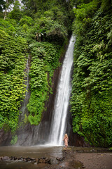 Fototapeta na wymiar Waterfal in tropical forest in Bali, Indonesia