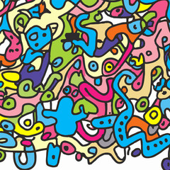 Obraz na płótnie Canvas Colorful Outlined Doodles.