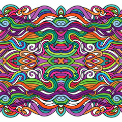 Seamless Colourful Doodles Waves Background.