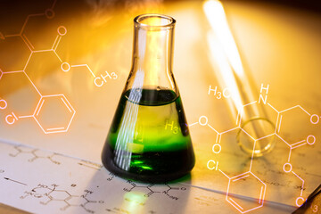 Chemical tube with reaction formula