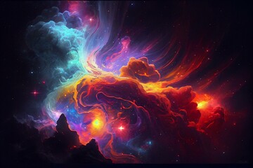 Fototapeta na wymiar beautiful universe, nebulas, patterns, space, absctractions , crayon style AI Generated
