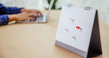 Calendar desk place on the table. Desktop Calender for Planner to plan agenda, timetable,...