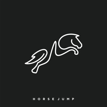 jumping horse logo with line art style