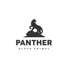 black panther logo standing on rock © Been ink