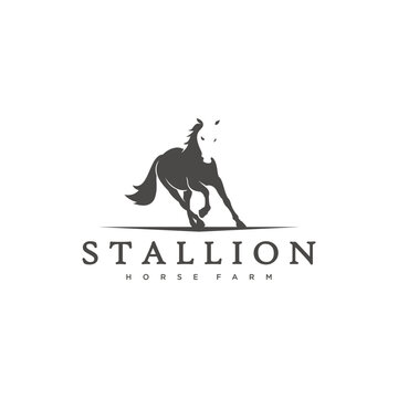 running horse silhouette logo design vector illustration