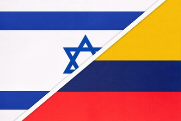 Israel and Colombia, symbol of country. Israeli vs Colombian national flags.