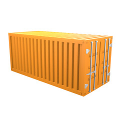 3D design of cargo containers for storage transportation illustration. 3D design of an orange colored cargo with closed doors, side view illustration