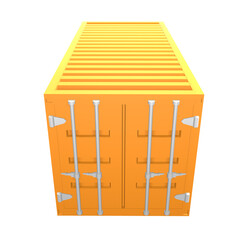 3D design of cargo containers for storage transportation illustration. 3D design of an orange colored cargo with closed doors, front view illustration