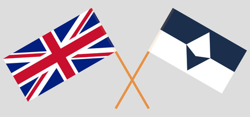 Crossed flags of United Kingdom and Antarctica. Official colors. Correct proportion