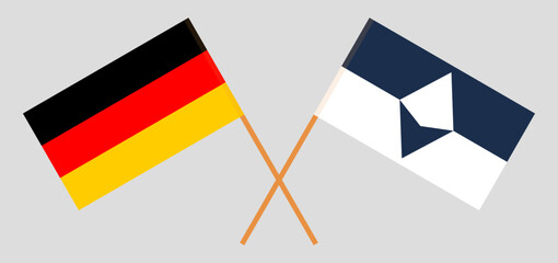 Crossed flags of Germany and Antarctica. Official colors. Correct proportion