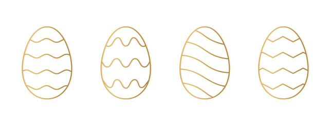 set of different golden line easter egg - vector illustration