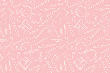 seamless pattern with beauty, make up products- vector illustration