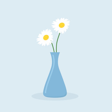 daisy flowers in a vase- vector illustration