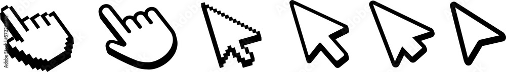 Poster clicks cursor or pointer icon. press or click