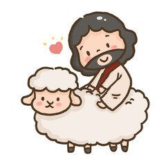 god with sheep element illustration