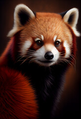 Obraz premium Portrait of a cute red raccoon. AI generated
