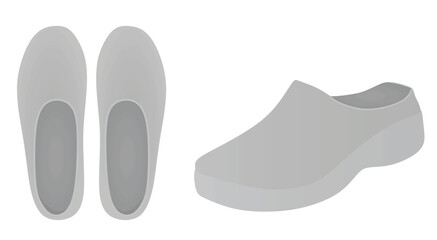 Grey clogs shoes. vector illustration