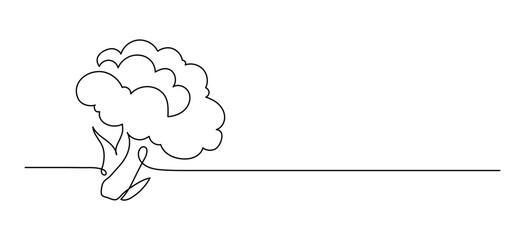 Broccoli. Continuous line drawing. Vegetable frame border doodle