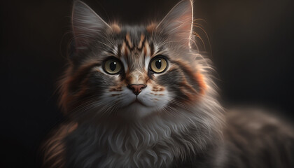 Cat on a dark background. Generative AI