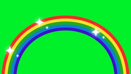 moving rainbow with green screen and cute clouds above it. 4k resolution size is suitable for children's educational backgrounds or children's video clips - Powered by Adobe