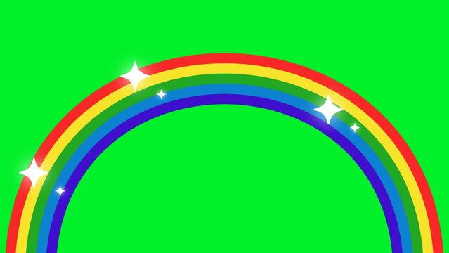 moving rainbow with green screen and cute clouds above it. 4k resolution size is suitable for children's educational backgrounds or children's video clips