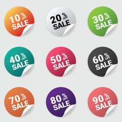 Set of sale discount tag stickers pack vector