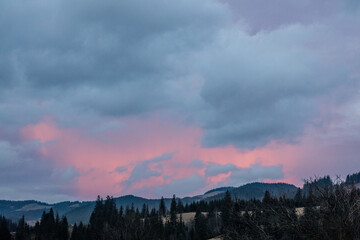 Sunset in the mountain village
