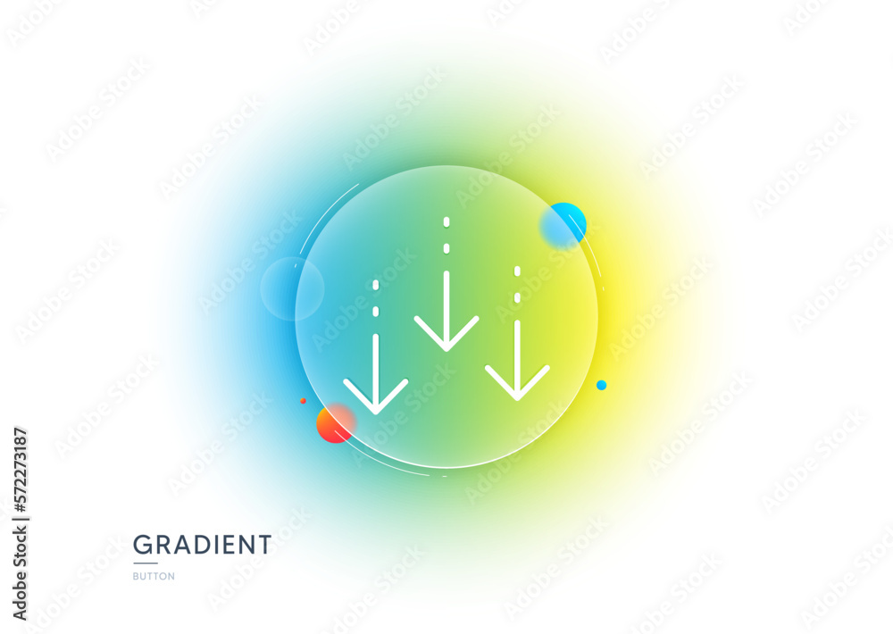 Poster scroll down arrow line icon. gradient blur button with glassmorphism. scrolling screen sign. swipe p