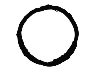 Paint Brush Stroke Circle Isolated On White Background. Vector