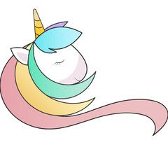 unicorn cute smiling with rainbow hair 