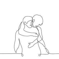 man sitting on friend's back - one line drawing vector. concept piggyback