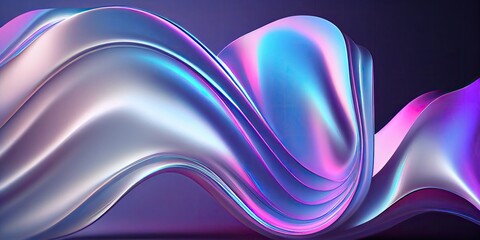 
Abstract fluid iridescent holographic neon curved wave in motion colorful background 3d render. Generative AI.