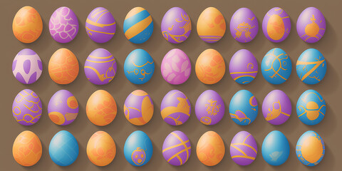 Easter eggs painted, illustration, generative ai