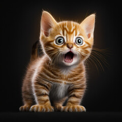 Fototapeta na wymiar a scared kitten with an open mouth. Generative AI.