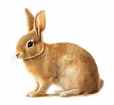 Hare isolated on white background watercolor illustration Bunny