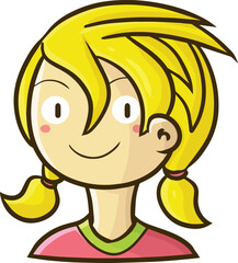 Funny girl with yellow hair cartoon illustration