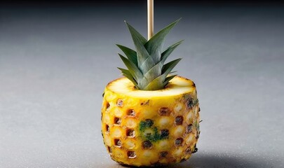 Naklejka na ściany i meble a pineapple with a stick sticking out of it's center. generative ai