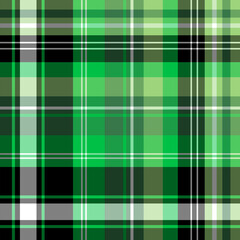 Seamless pattern in gentle green, black and white colors for plaid, fabric, textile, clothes, tablecloth and other things. Vector image.
