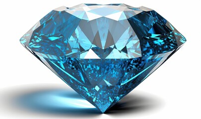 a blue diamond on a white background with a reflection in it.  generative ai