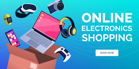 Electronics online shopping banner with devices