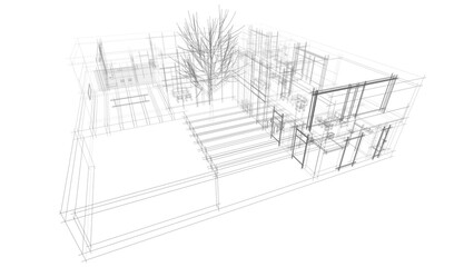 house building concept 3d sketch