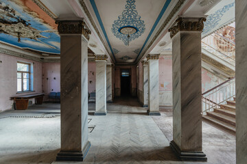 Interior of old abandoned mansion or theater