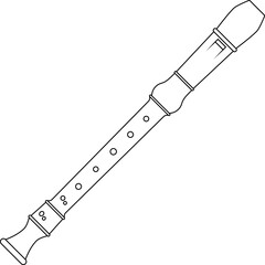 Block flute, vector illustration musical instrument