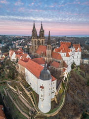  aerial view of a old castle 
