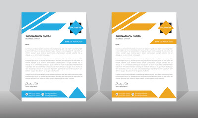 corporate modern letterhead design template with yellow, blue, and red colors. creative modern letterhead design template for your project. 
