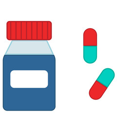 Medicine bottle and pills
