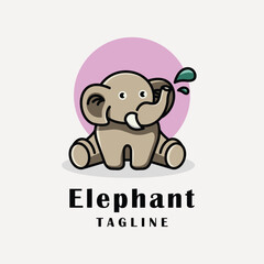 Cute elephant logo design vector